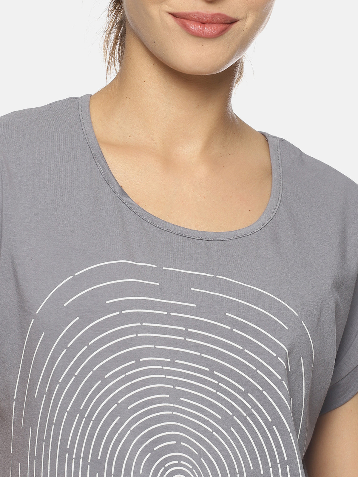Wolfpack Women Light Grey Printed T-Shirt Wolfpack