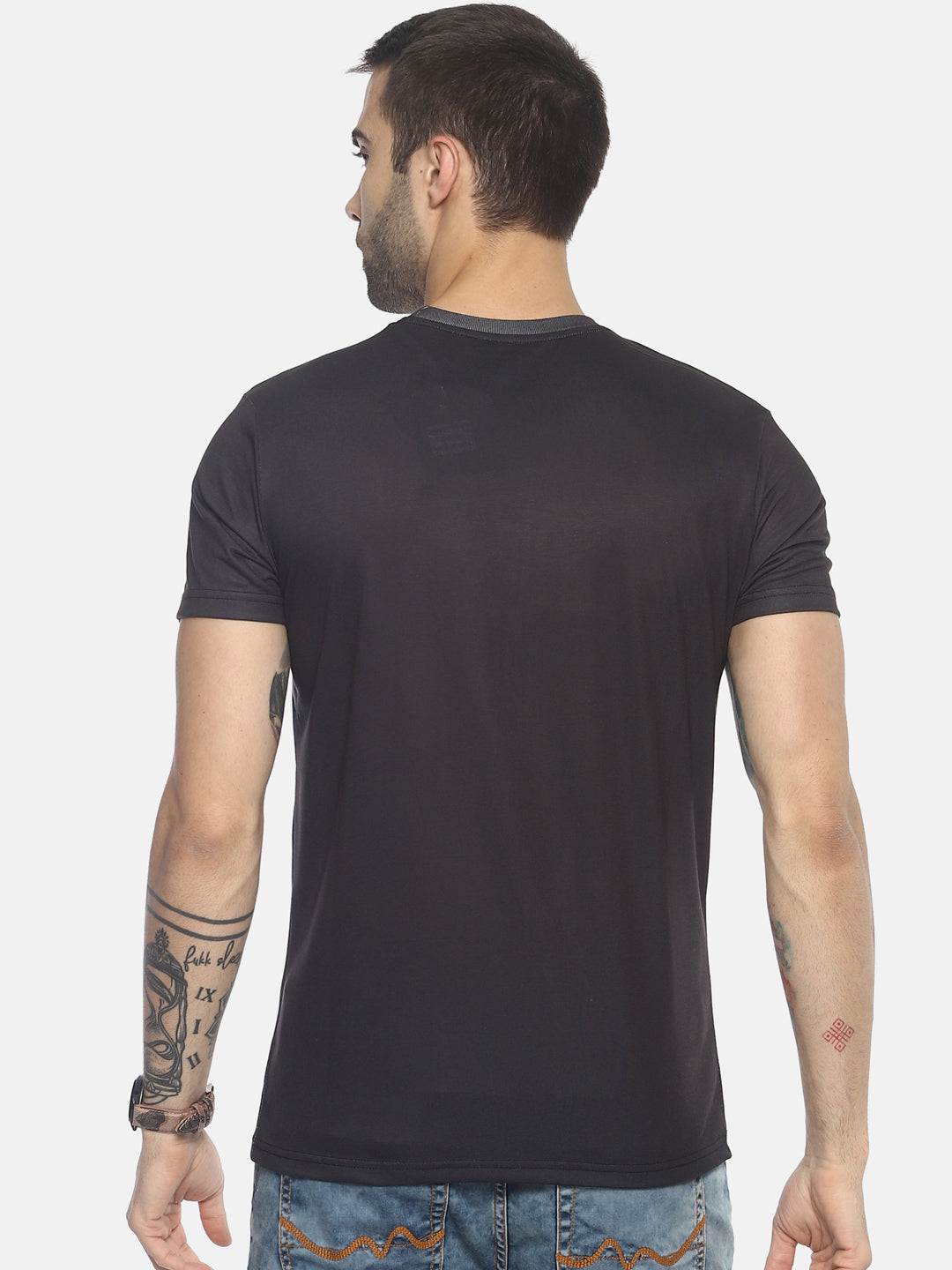 Wolfpack Men Black Polyester Printed T-Shirt Wolfpack