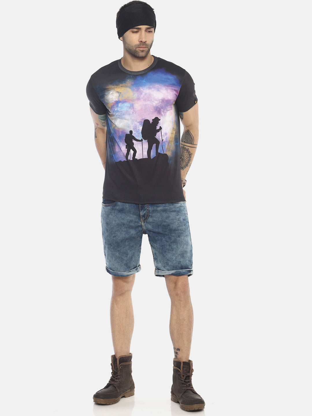 Wolfpack Men Black Polyester Printed T-Shirt Wolfpack