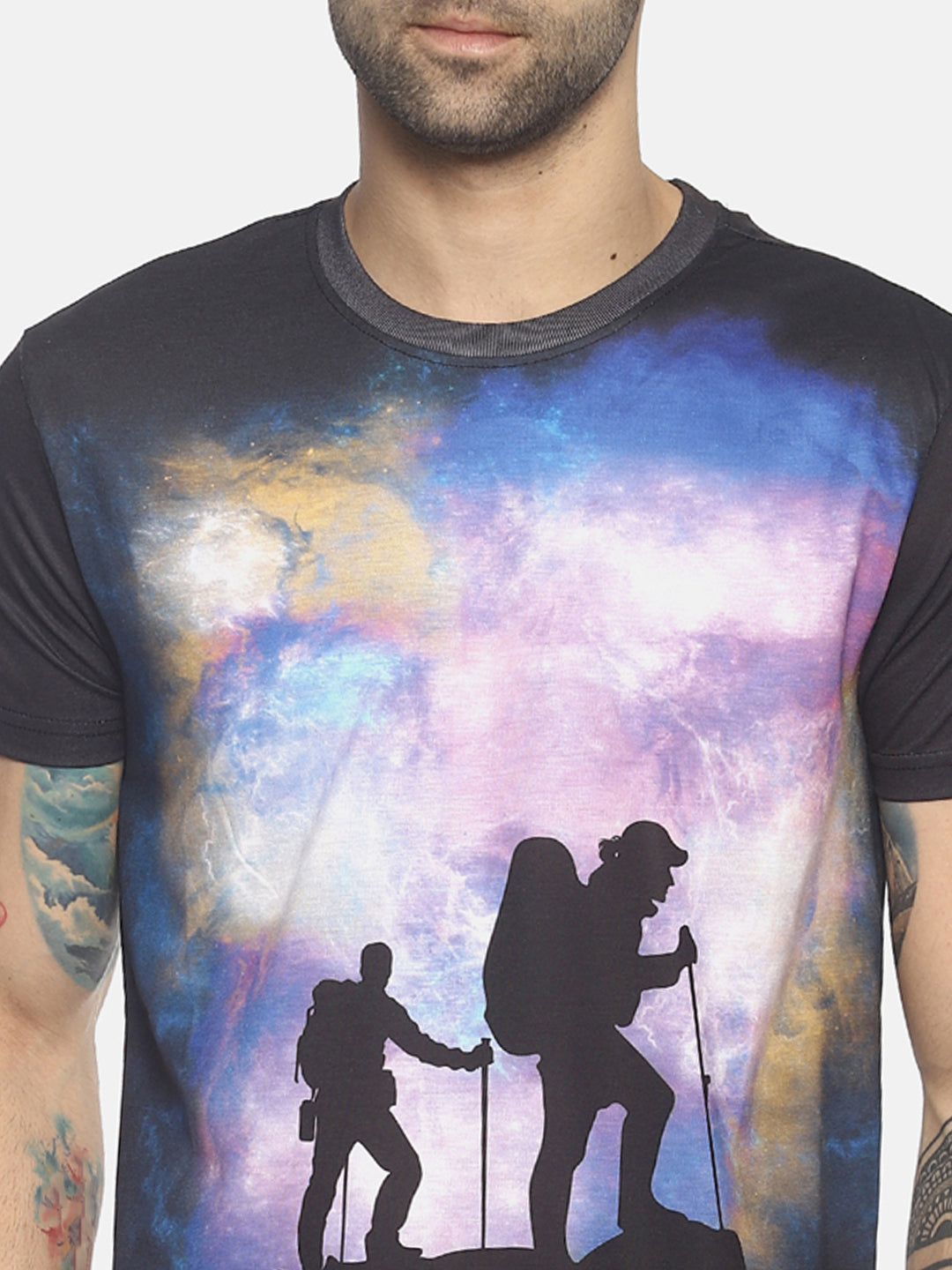 Wolfpack Men Black Polyester Printed T-Shirt Wolfpack