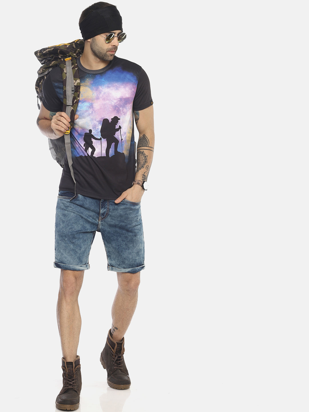 Wolfpack Men Black Polyester Printed T-Shirt Wolfpack