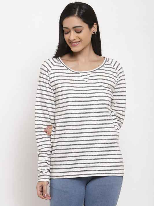 Wolfpack Women Light Grey Stripes T-Shirt Wolfpack