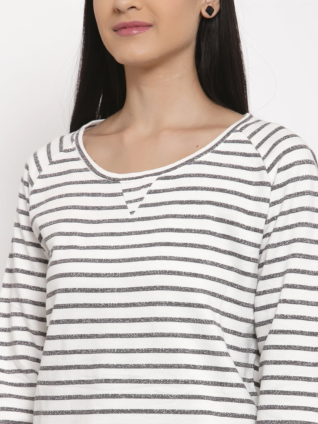 Wolfpack Women Light Grey Stripes T-Shirt Wolfpack