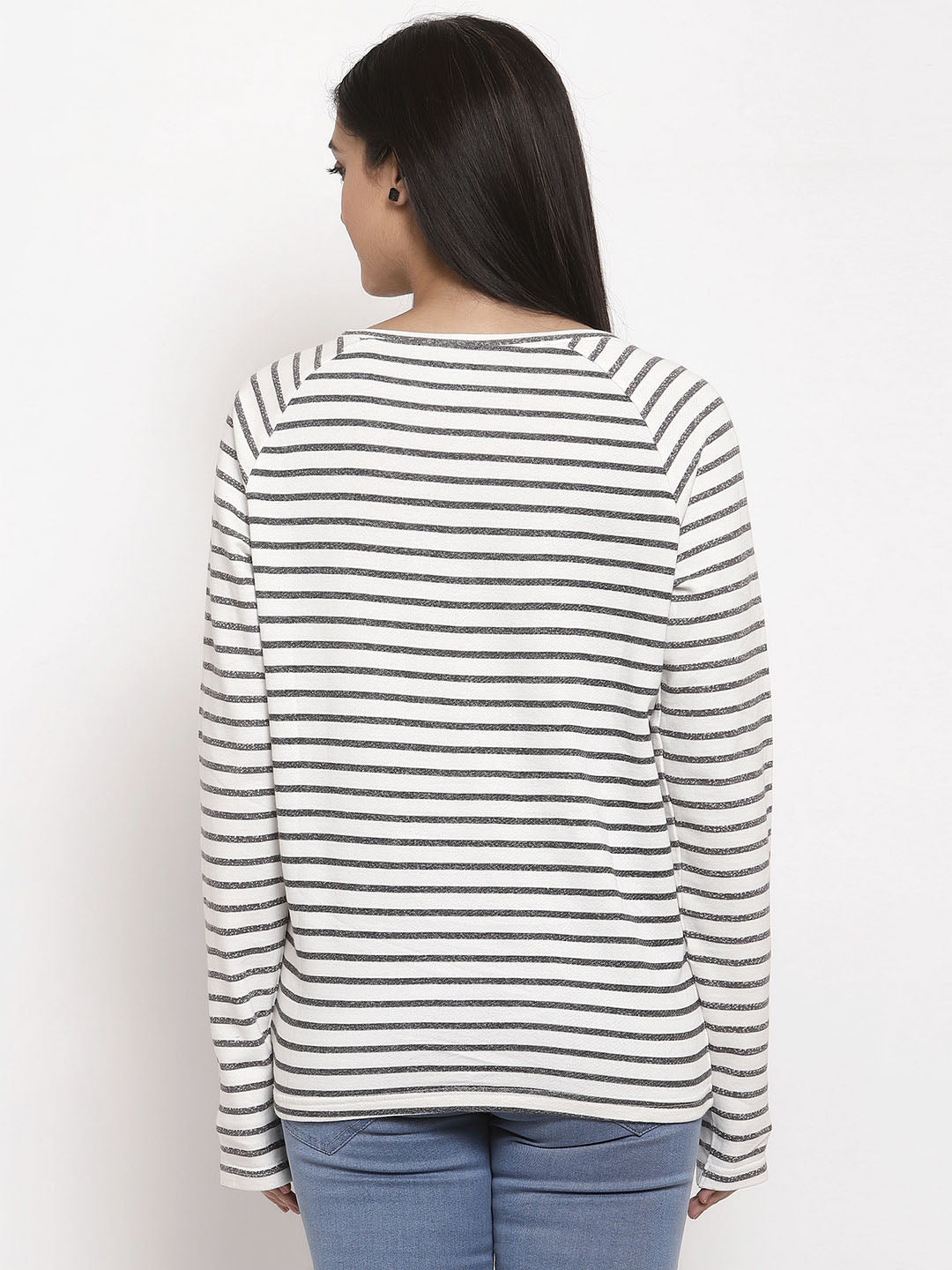 Wolfpack Women Light Grey Stripes T-Shirt Wolfpack
