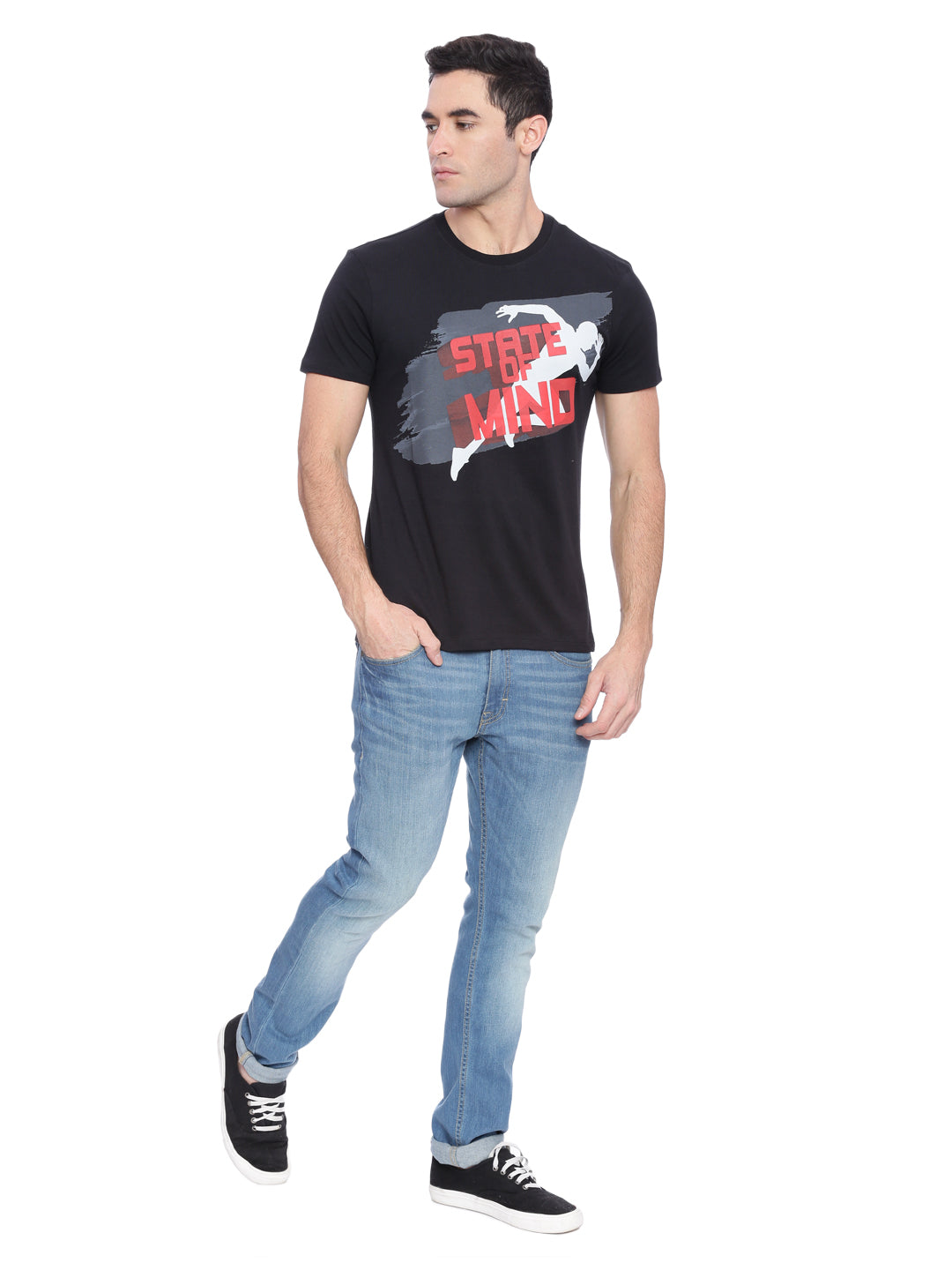 Wolfpack Men Black Printed T-Shirt Wolfpack
