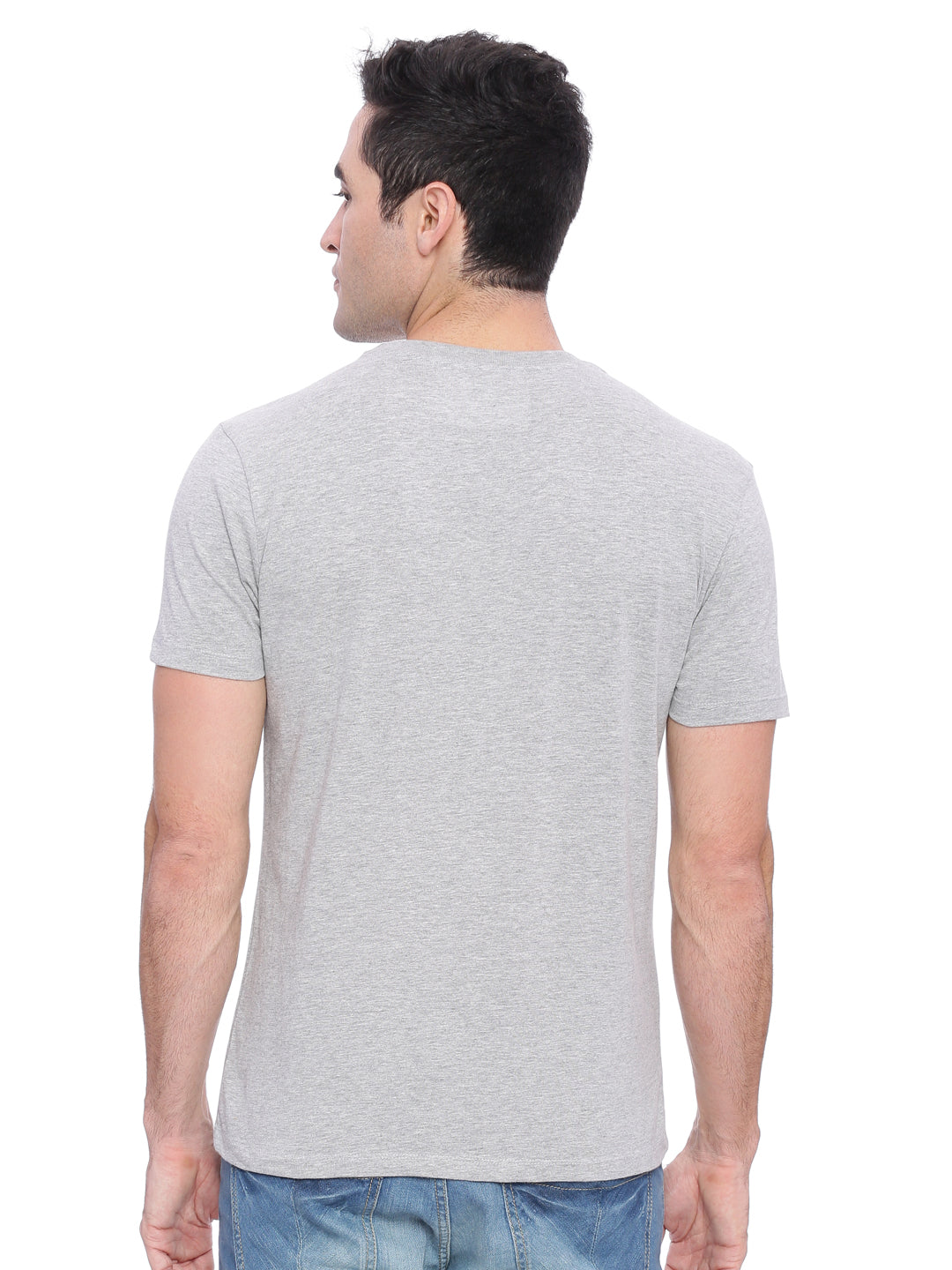 Wolfpack Men Grey Mélange Printed T-Shirt Wolfpack