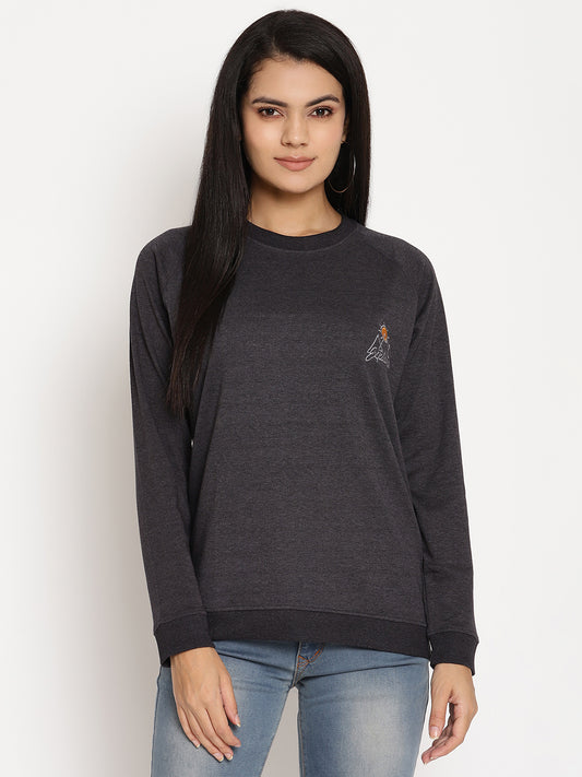 Women Explorer Black Solid Sweatshirt Wolfpack