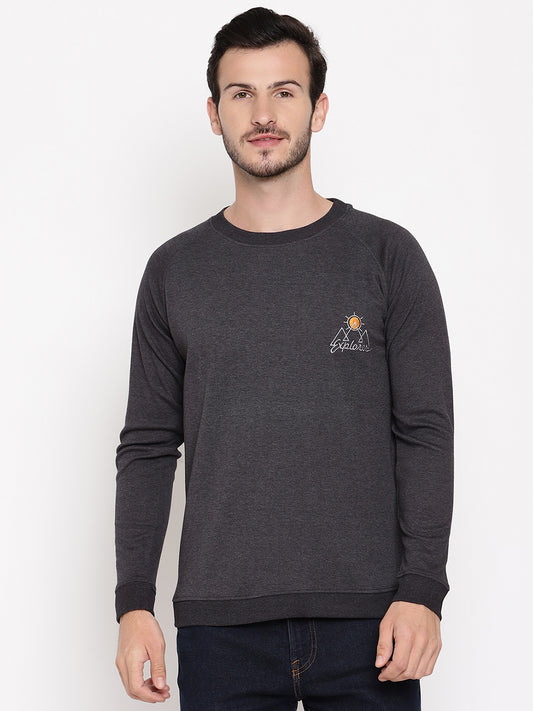 Wolfpack Men Explorer Black Solid Sweatshirt