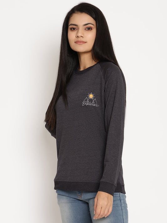 Women Explorer Black Solid Sweatshirt Wolfpack