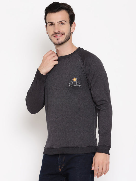 Wolfpack Men Explorer Black Solid Sweatshirt
