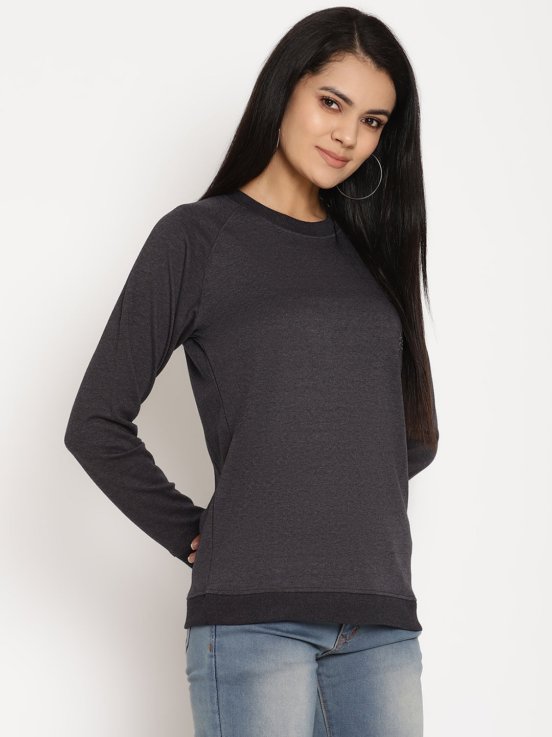 Women Explorer Black Solid Sweatshirt Wolfpack