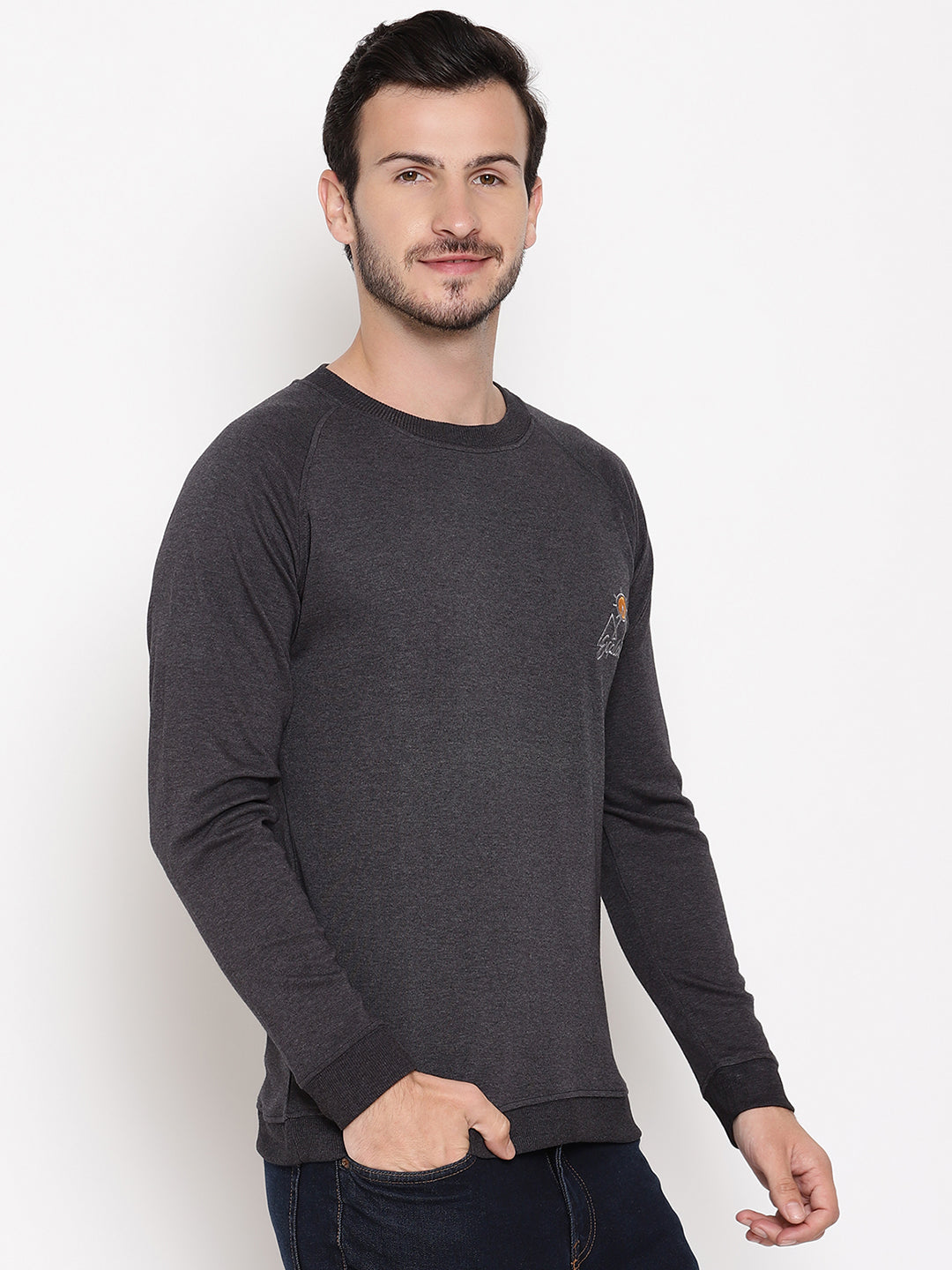 Wolfpack Men Explorer Black Solid Sweatshirt