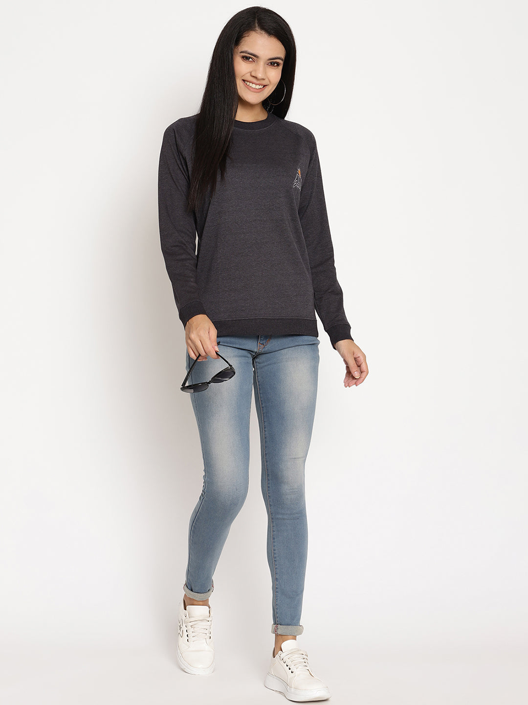 Women Explorer Black Solid Sweatshirt Wolfpack