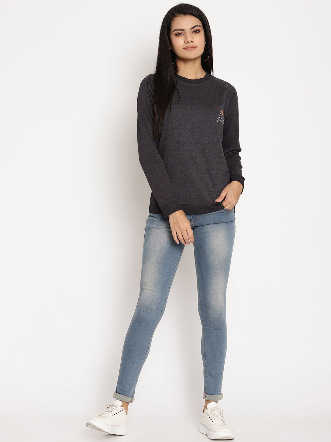 Women Explorer Black Solid Sweatshirt Wolfpack
