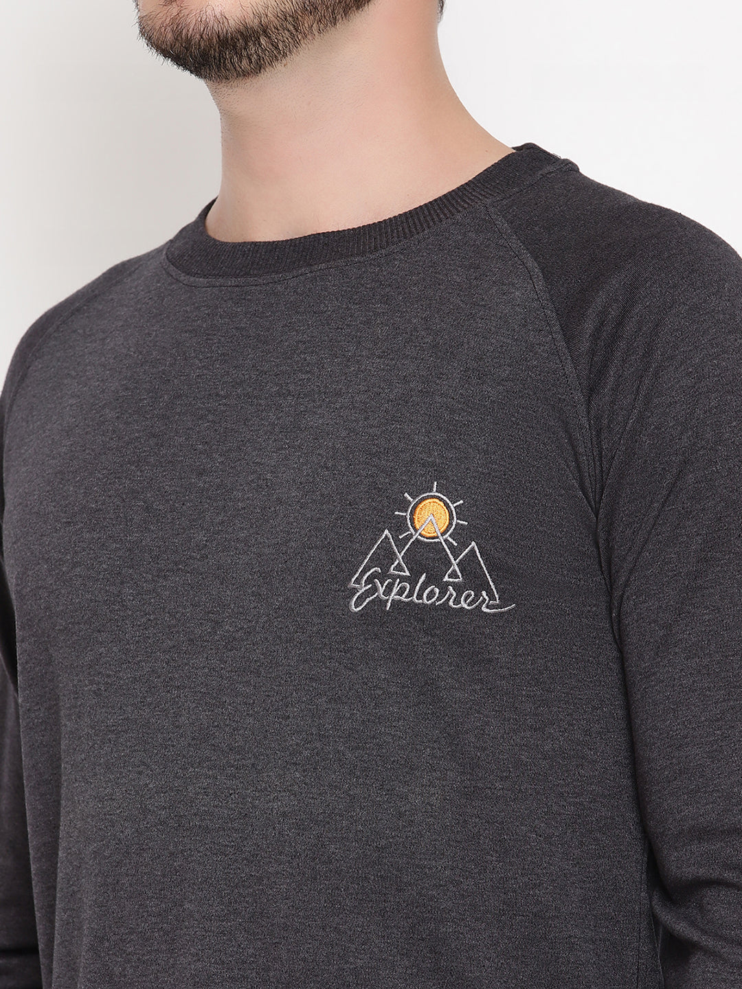 Wolfpack Men Explorer Black Solid Sweatshirt