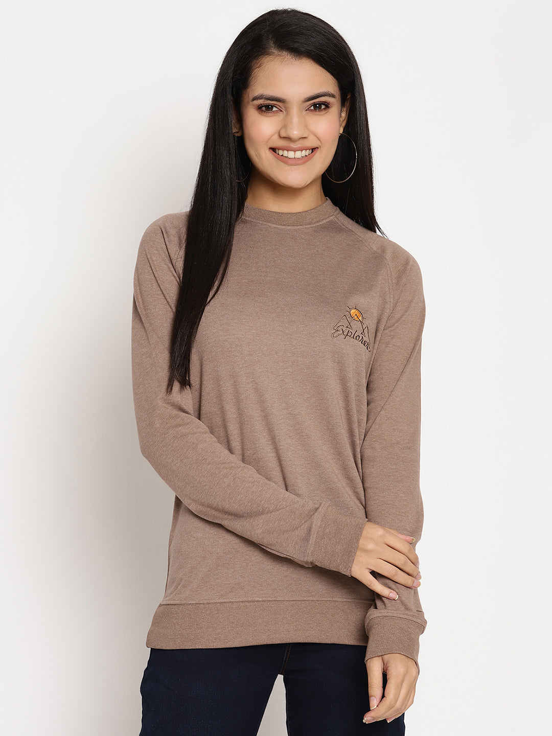 Women Explorer Brown Solid Sweatshirt Wolfpack