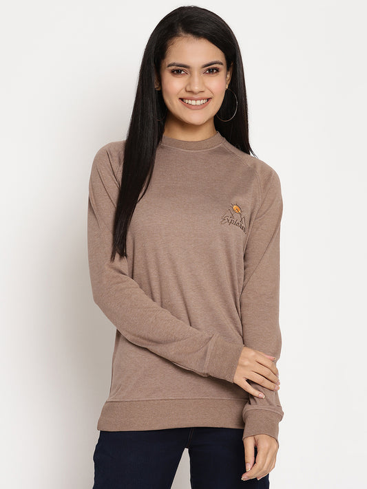 Women Explorer Brown Solid Sweatshirt Wolfpack