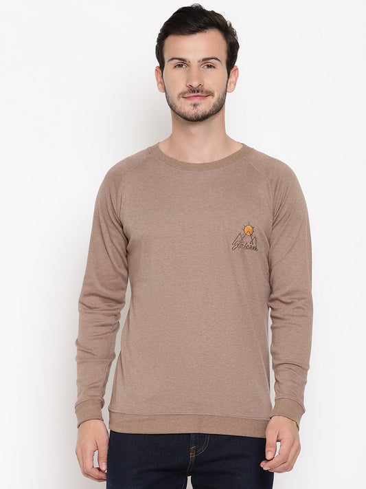 Wolfpack Men Explorer Brown Solid Sweatshirt Wolfpack