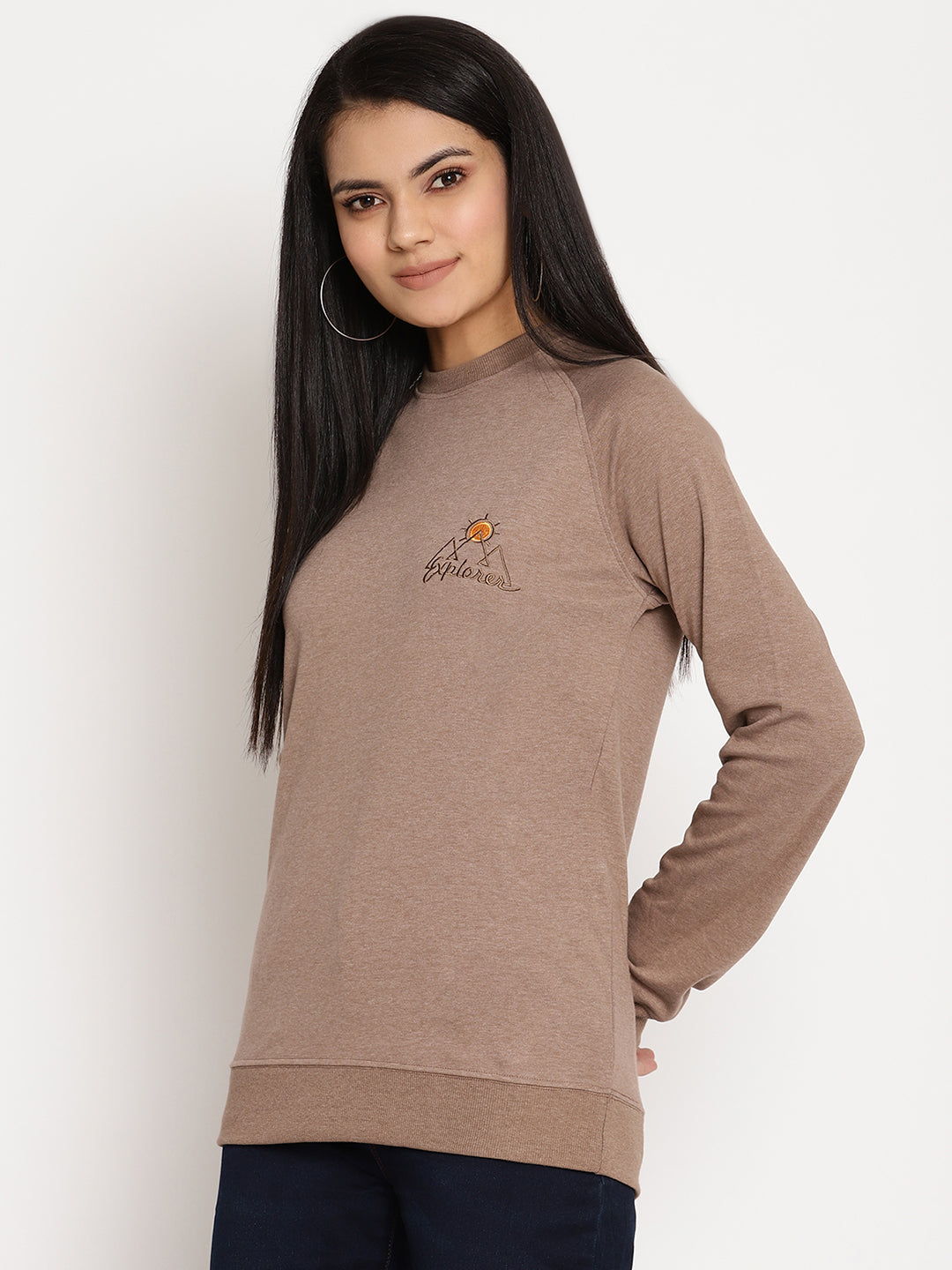 Women Explorer Brown Solid Sweatshirt Wolfpack