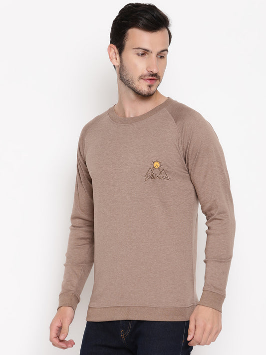 Wolfpack Men Explorer Brown Solid Sweatshirt Wolfpack