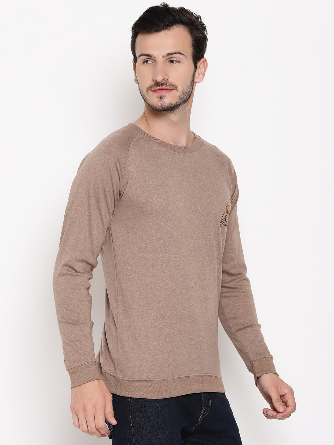 Wolfpack Men Explorer Brown Solid Sweatshirt Wolfpack
