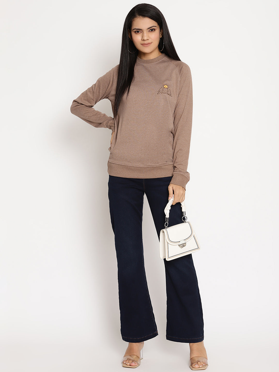 Women Explorer Brown Solid Sweatshirt Wolfpack