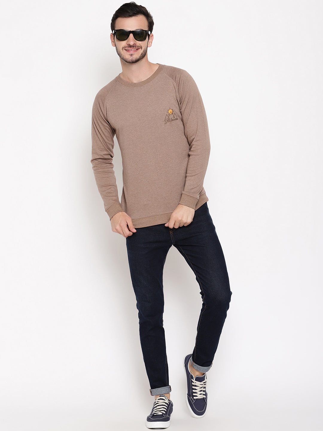 Wolfpack Men Explorer Brown Solid Sweatshirt Wolfpack