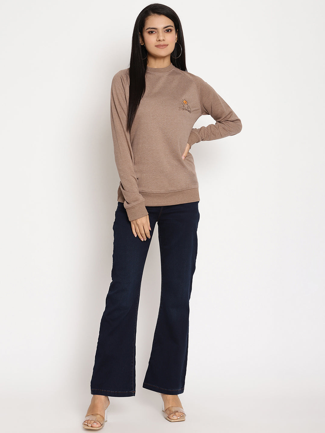 Women Explorer Brown Solid Sweatshirt Wolfpack