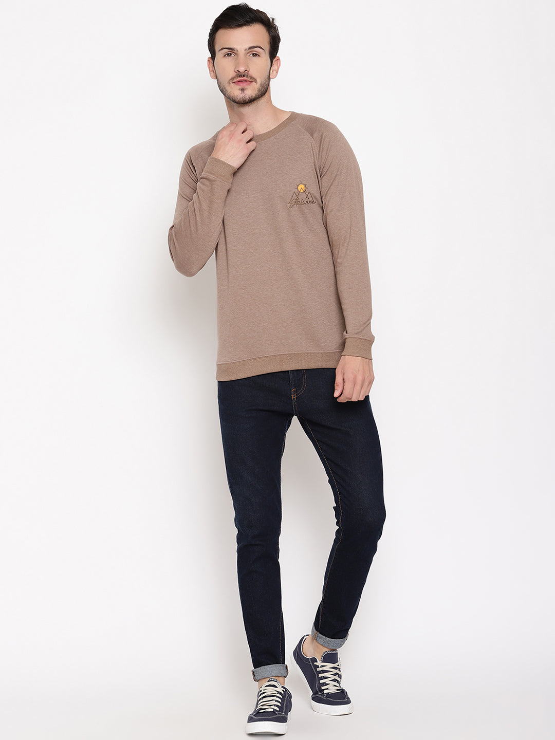 Wolfpack Men Explorer Brown Solid Sweatshirt Wolfpack