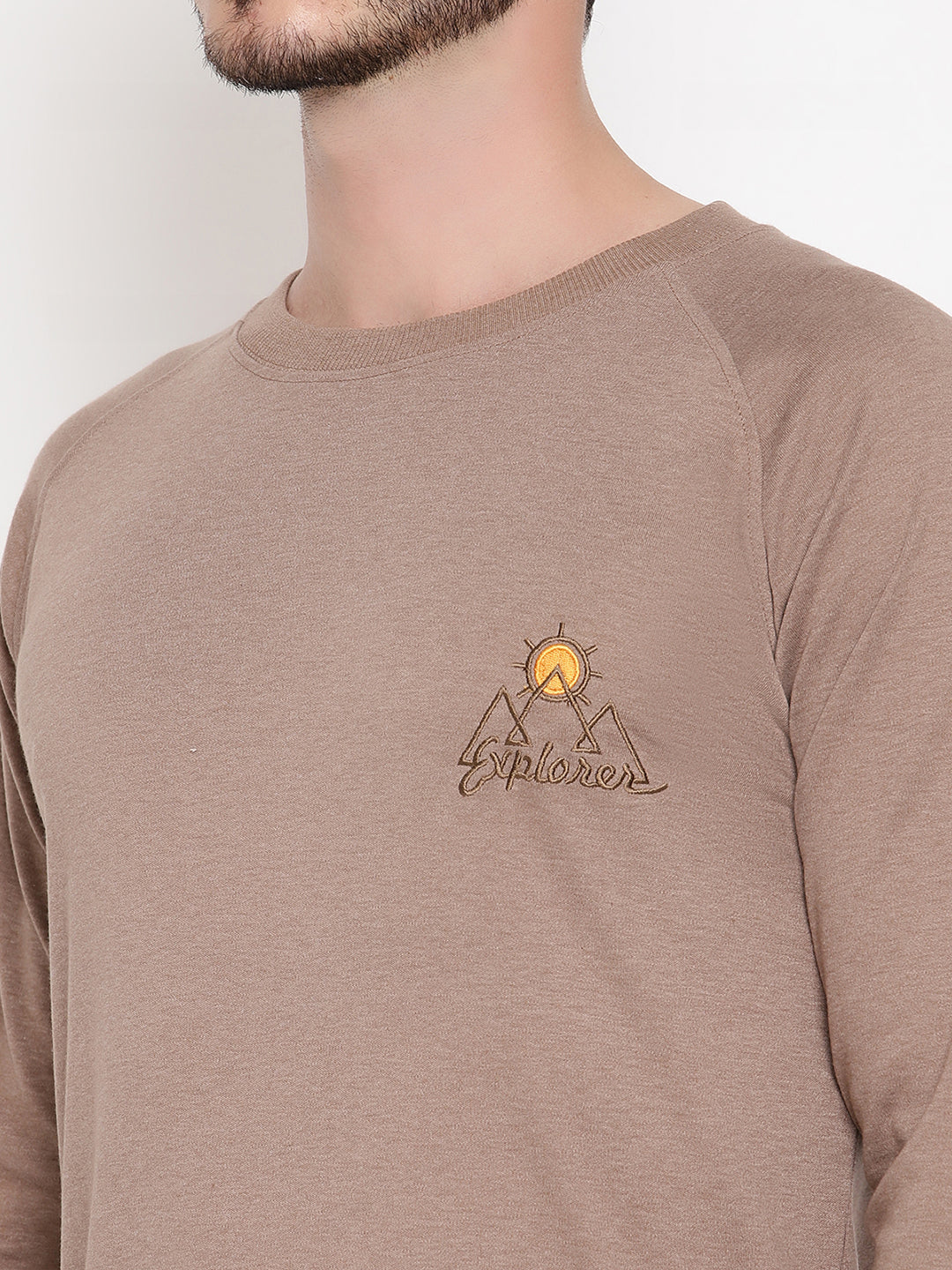 Wolfpack Men Explorer Brown Solid Sweatshirt Wolfpack