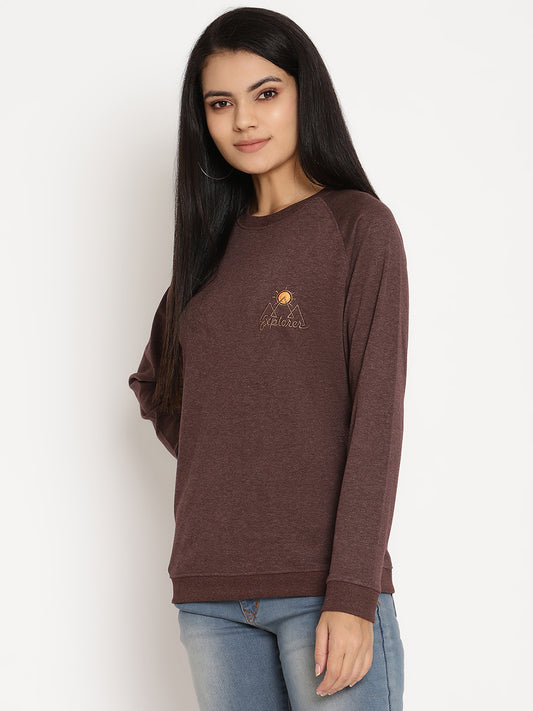 Women Explorer Burgundy Solid Sweatshirt Wolfpack
