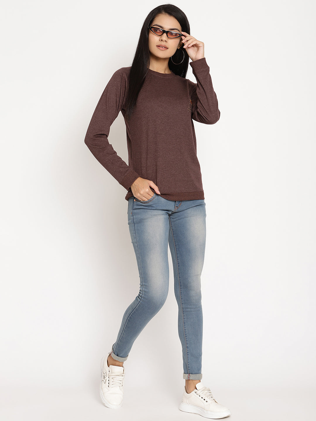Women Explorer Burgundy Solid Sweatshirt Wolfpack