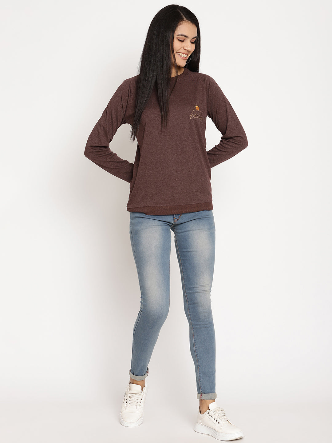 Women Explorer Burgundy Solid Sweatshirt Wolfpack