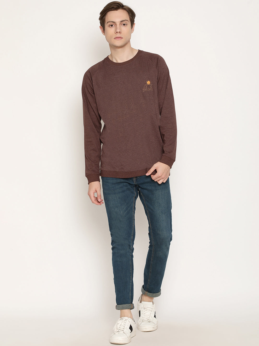 Wolfpack Men Explorer Burgundy Solid Sweatshirt