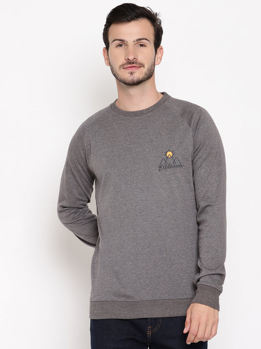 Wolfpack Men Explorer Grey Solid Sweatshirt Wolfpack