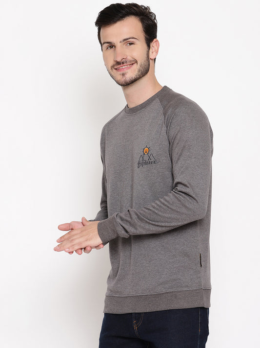 Wolfpack Men Explorer Grey Solid Sweatshirt Wolfpack