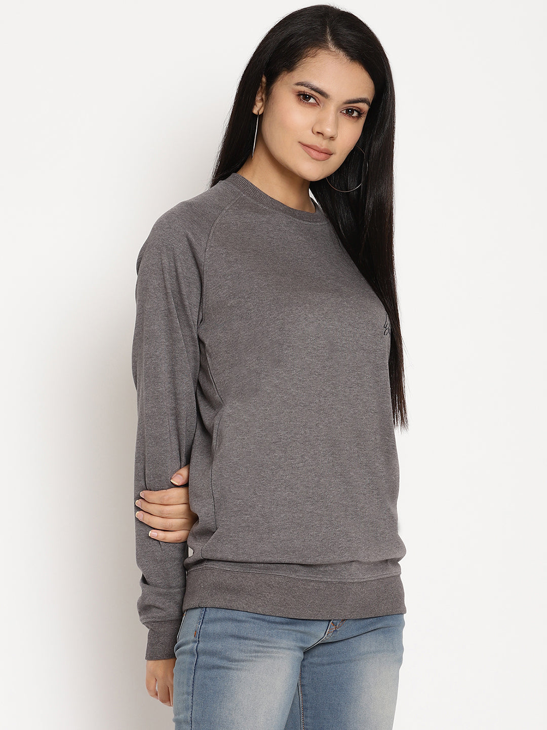 Women Explorer Grey Solid Sweatshirt Wolfpack