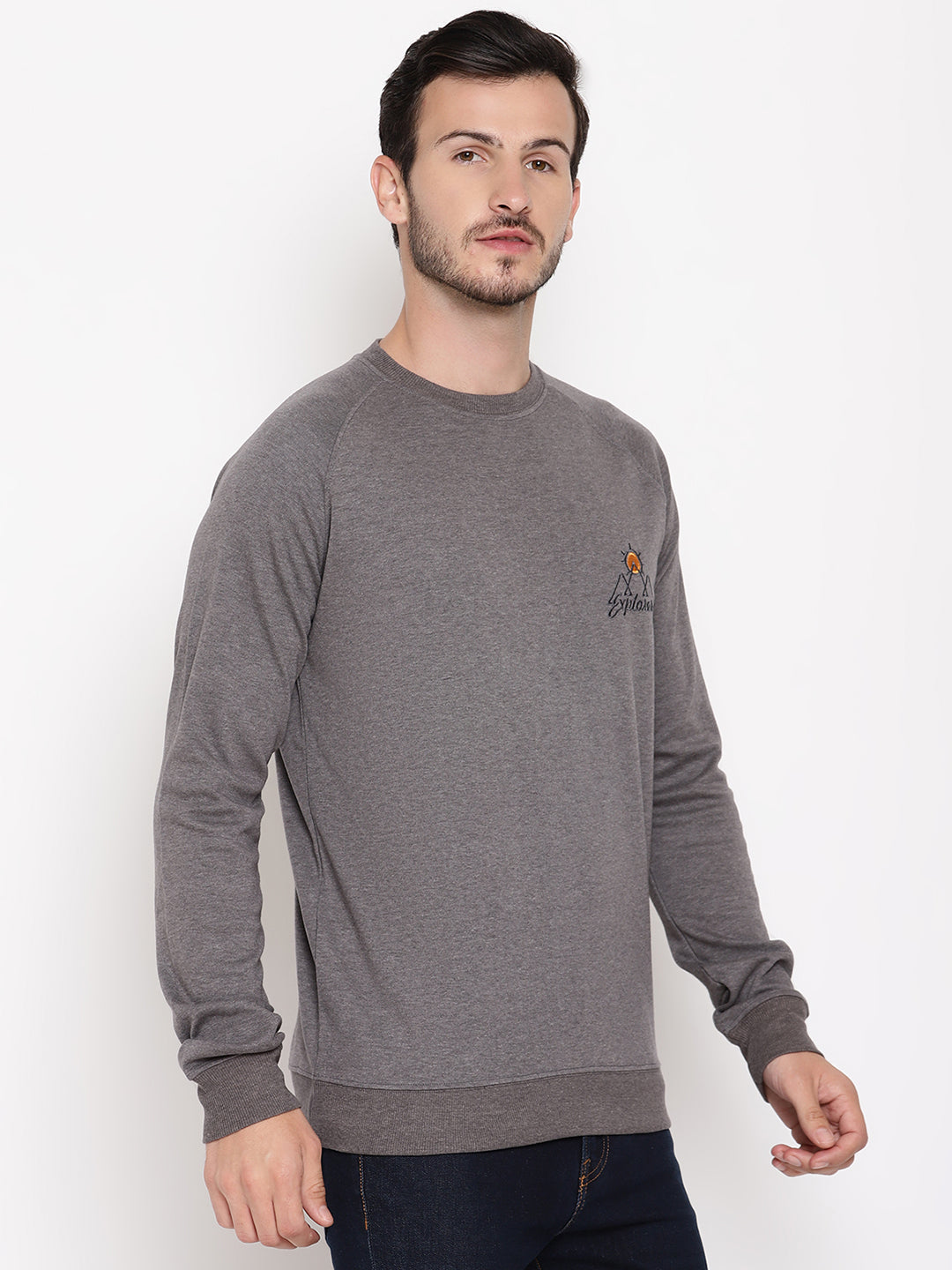 Wolfpack Men Explorer Grey Solid Sweatshirt Wolfpack