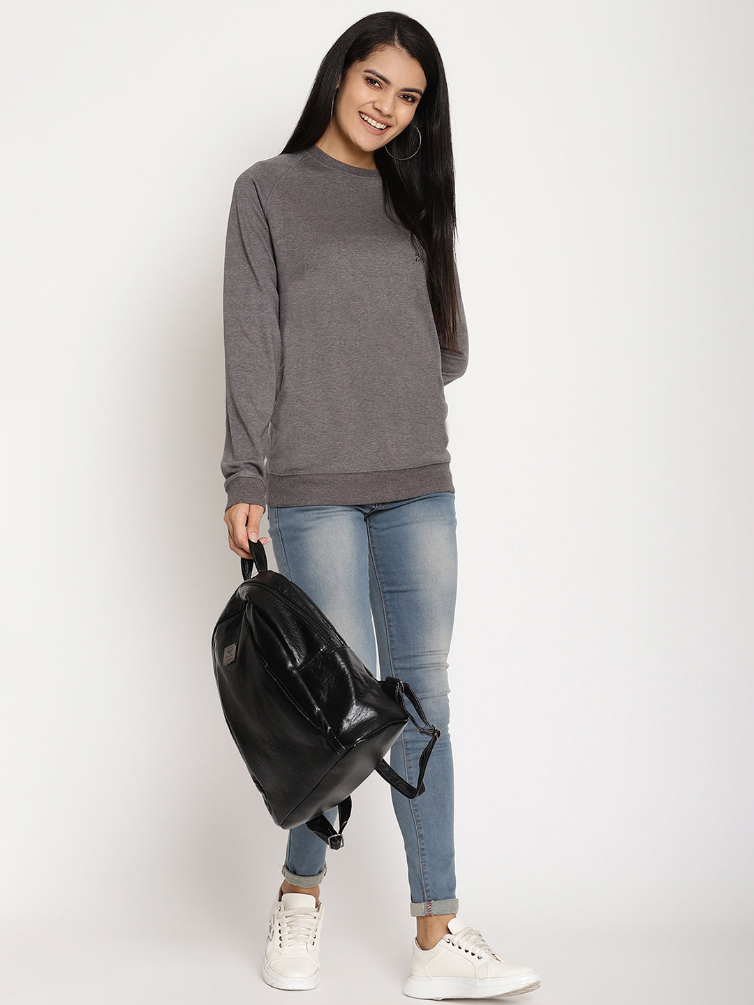 Women Explorer Grey Solid Sweatshirt Wolfpack