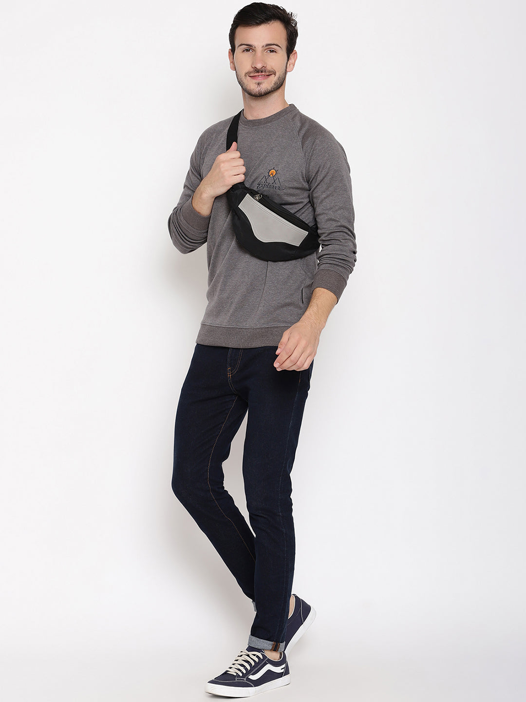 Wolfpack Men Explorer Grey Solid Sweatshirt Wolfpack