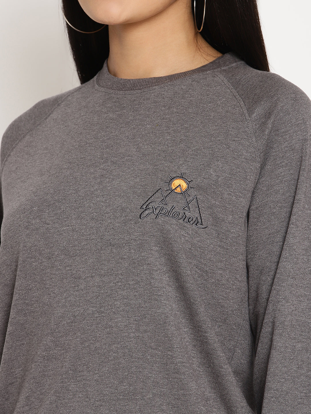 Women Explorer Grey Solid Sweatshirt Wolfpack