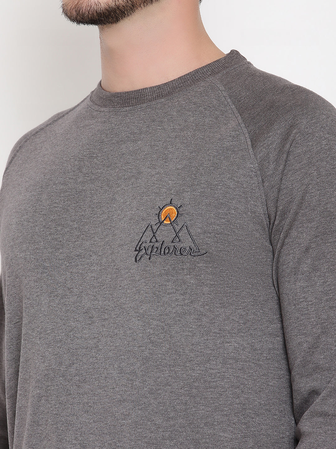 Wolfpack Men Explorer Grey Solid Sweatshirt Wolfpack