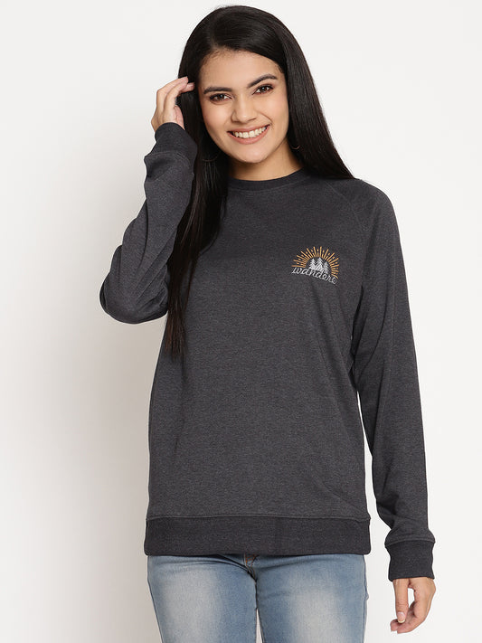 Women Wanderer Black Solid Sweatshirt Wolfpack