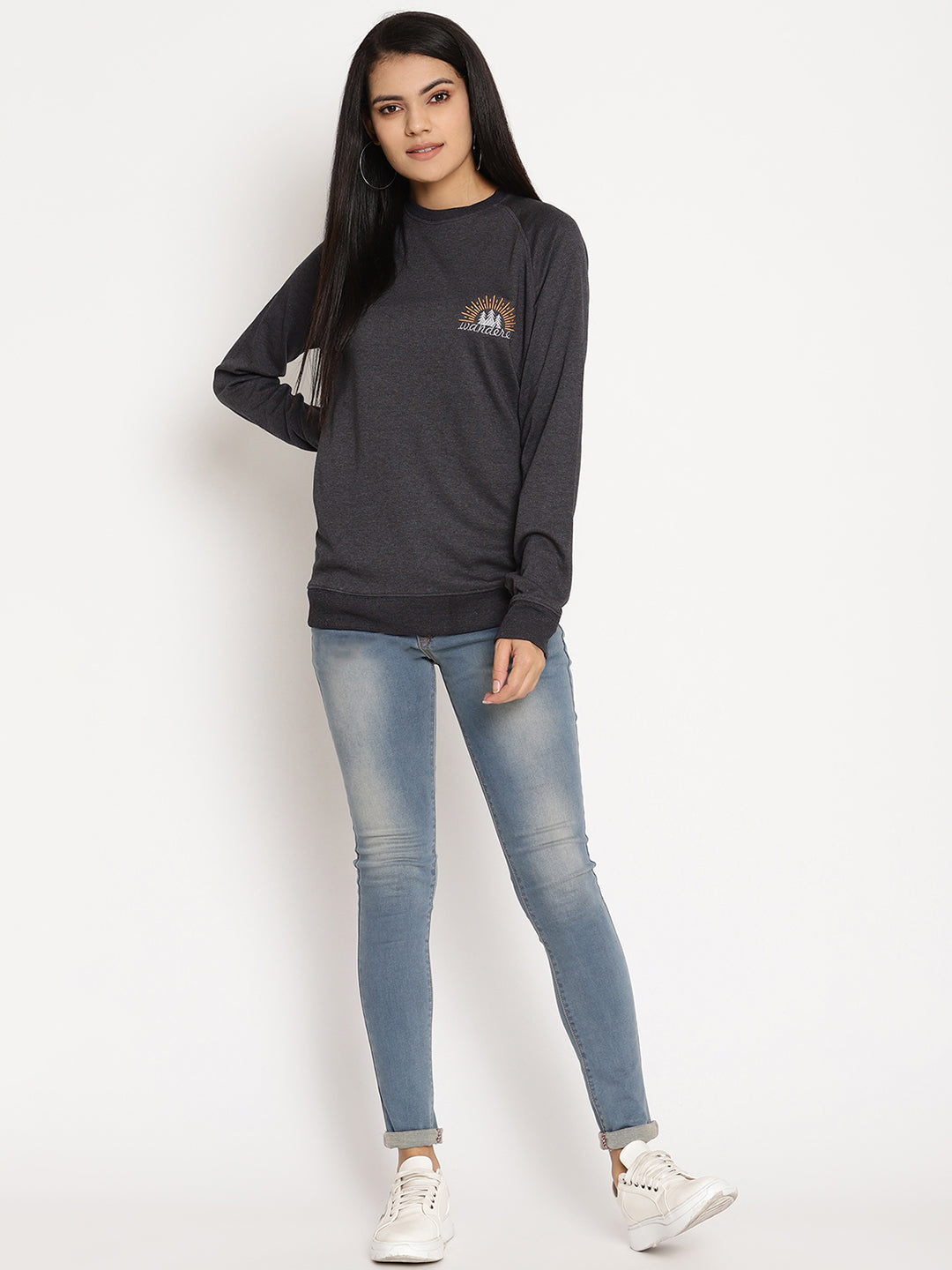 Women Wanderer Black Solid Sweatshirt Wolfpack