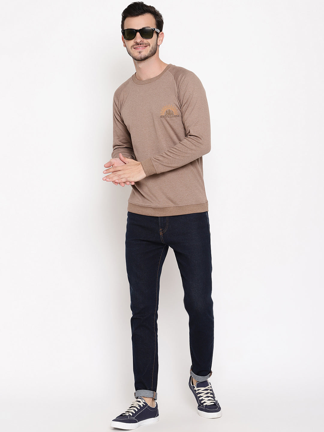 Wolfpack Men Wanderer Brown Solid Sweatshirt Wolfpack