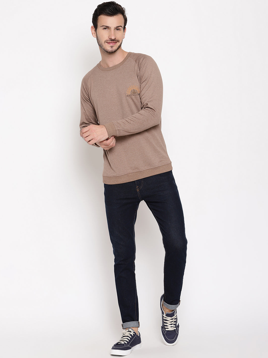 Wolfpack Men Wanderer Brown Solid Sweatshirt Wolfpack