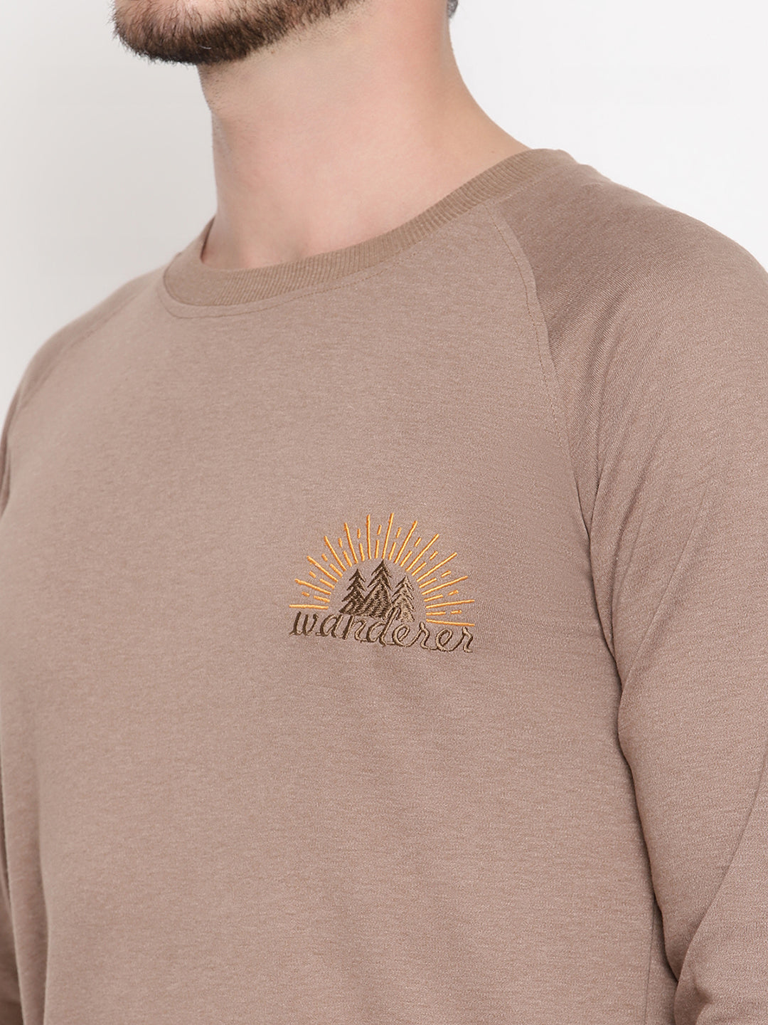 Wolfpack Men Wanderer Brown Solid Sweatshirt Wolfpack