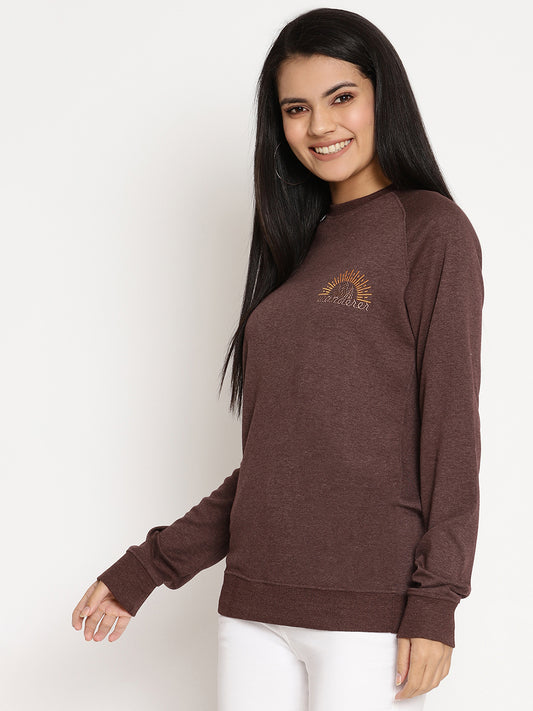 Women Wanderer Burgundy Solid Sweatshirt Wolfpack