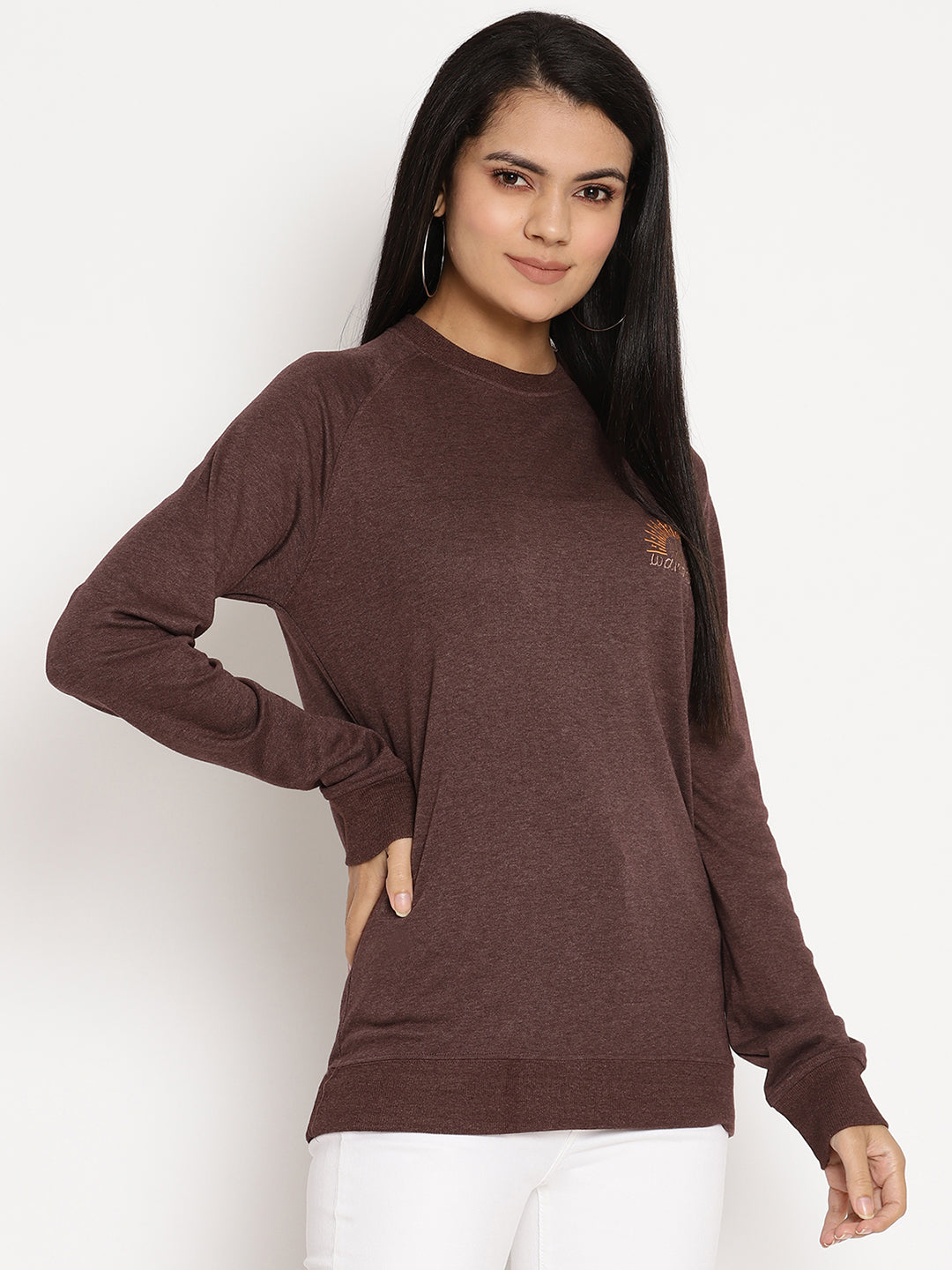 Women Wanderer Burgundy Solid Sweatshirt Wolfpack