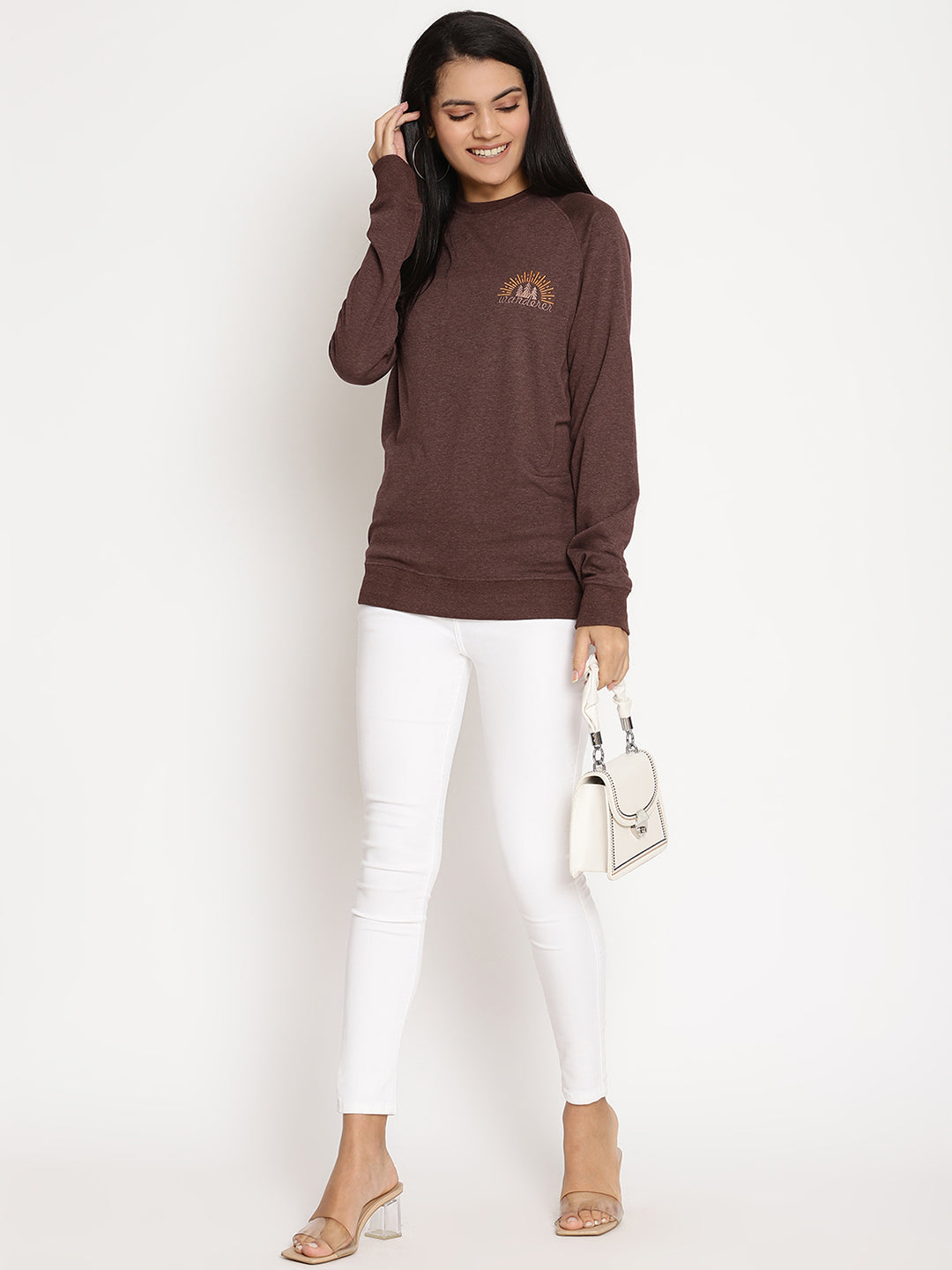 Women Wanderer Burgundy Solid Sweatshirt Wolfpack